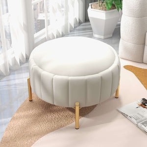 SEYNAR Modern Velvet Round Storage Ottoman with Gold Legs