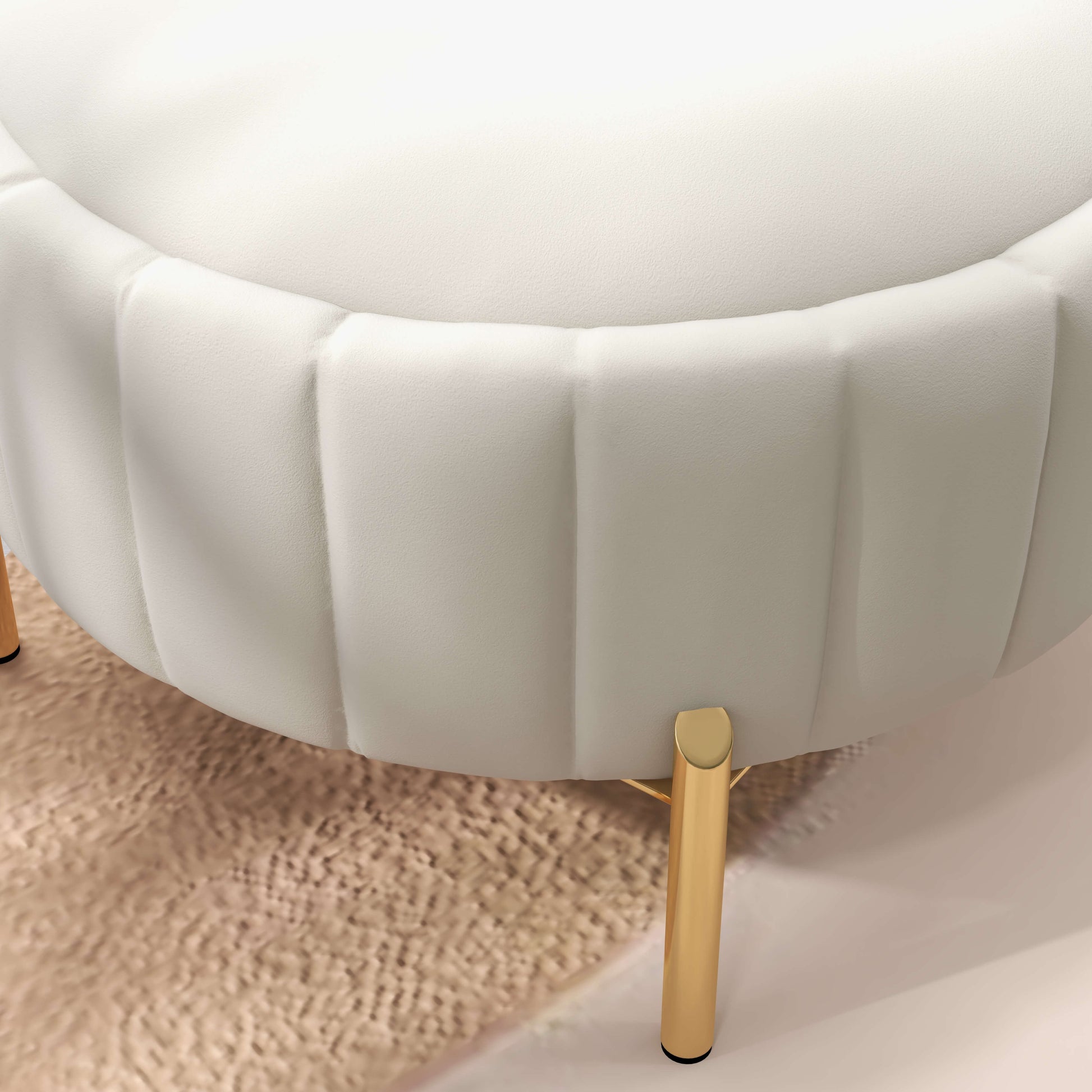SEYNAR Modern Velvet Round Storage Ottoman with Gold Legs