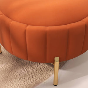 SEYNAR Modern Velvet Round Storage Ottoman with Gold Legs