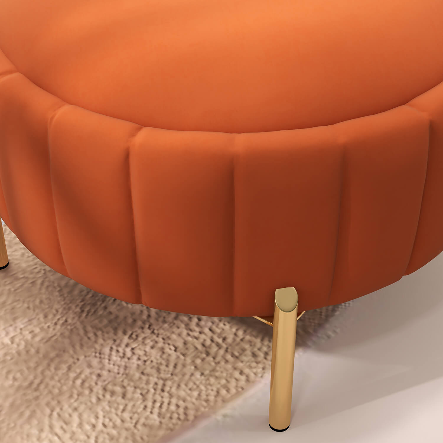 SEYNAR Modern Velvet Round Storage Ottoman with Gold Legs