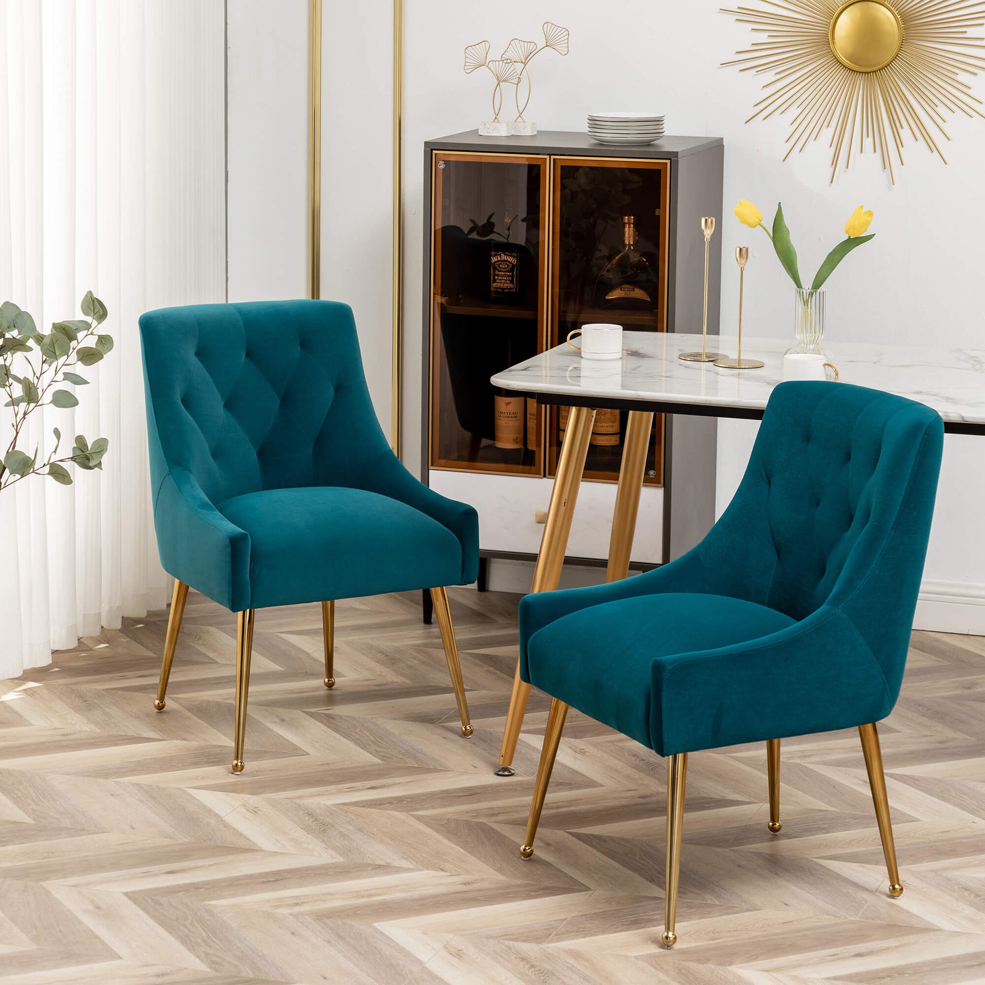 SEYNAR Modern Dining Chairs Set of 2/4/6, Upholstered Accent Chair Tufted Back Armless Chair with Back Pull