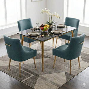 SEYNAR Modern Glam PU Leather Dining Chair or Vanity Chair Set of 2/4/6 with Rear Handle