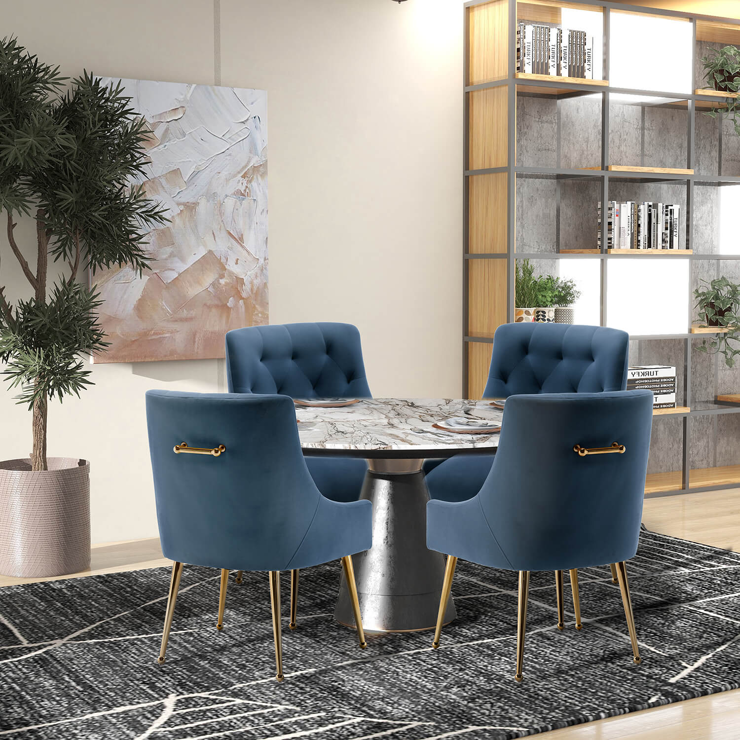 SEYNAR Modern Dining Chairs Set of 2/4/6, Upholstered Accent Chair Tufted Back Armless Chair with Back Pull