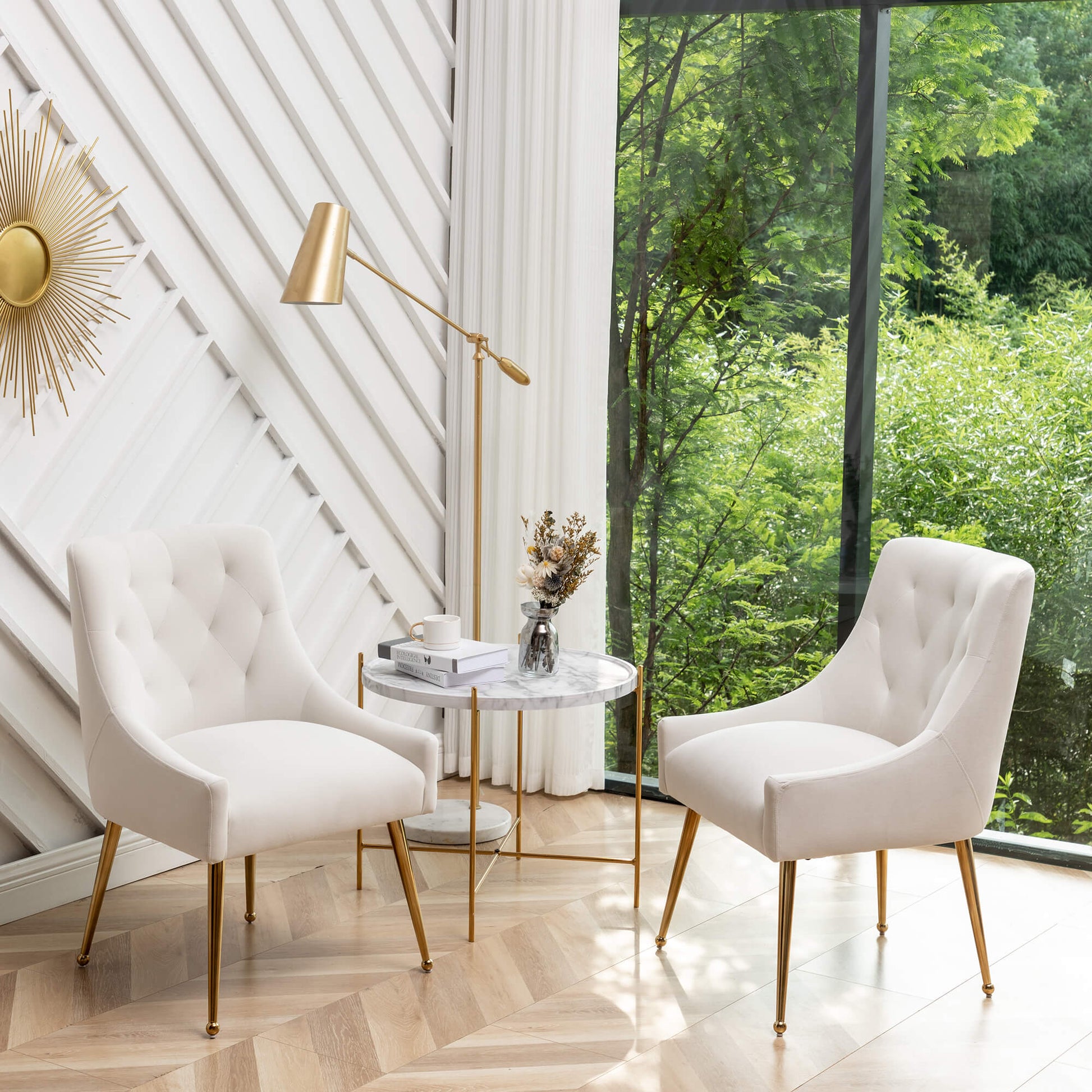 SEYNAR Modern Dining Chairs Set of 2/4/6, Upholstered Accent Chair Tufted Back Armless Chair with Back Pull