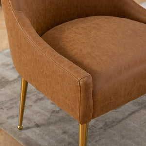 SEYNAR Modern Glam PU Leather Dining Chair or Vanity Chair Set of 2/4/6 with Rear Handle