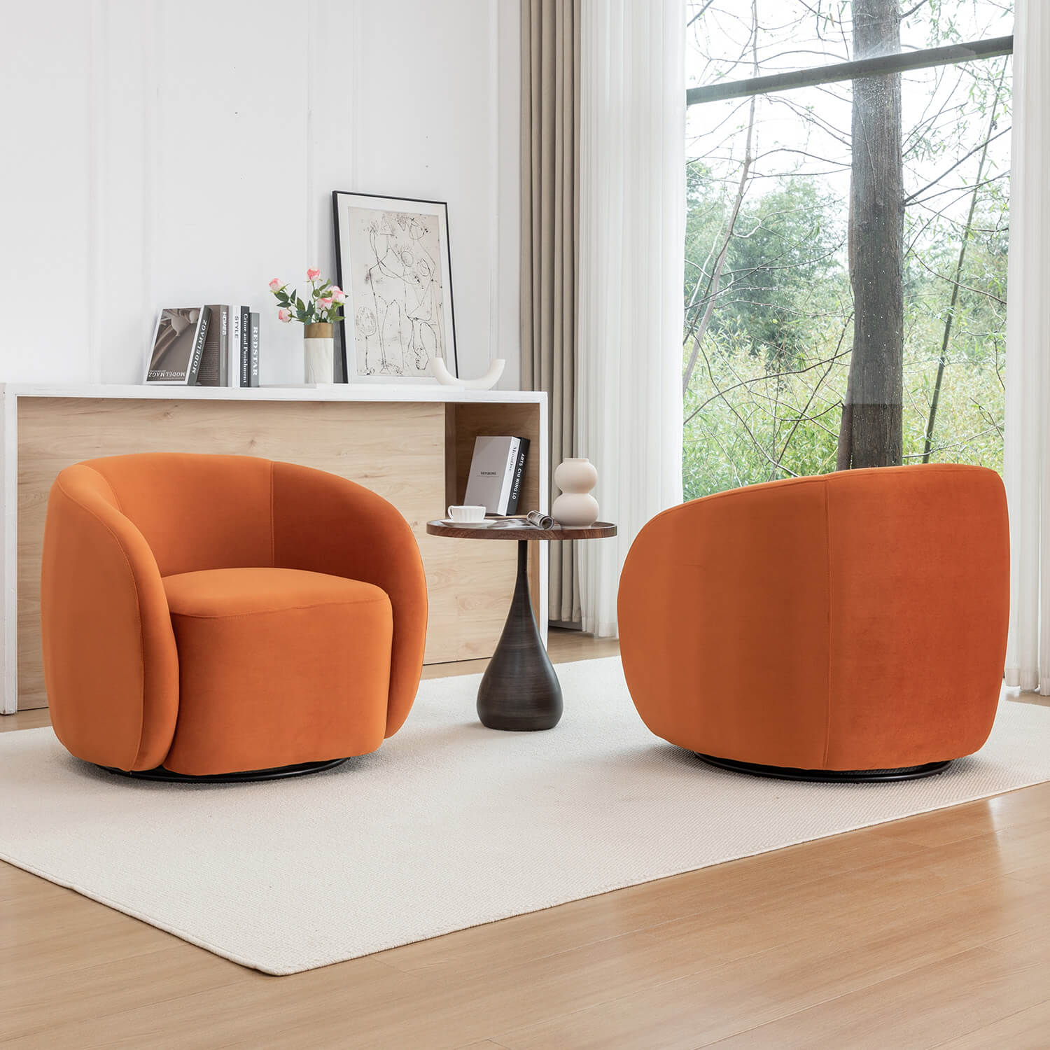 SEYNAR Modern Glam Velvet Upholstered 360 Degree Swivel Accent Armchair(Single/Set of 2)