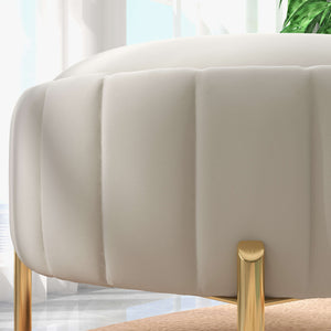 SEYNAR Modern Velvet Round Storage Ottoman with Gold Legs