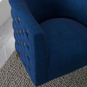 SEYNAR Mid-Century Modern Velvet Barrel Accent Chair, Round Upholstered Living Room Chair with Gold Finish Metal Base(Single/Set of 2)