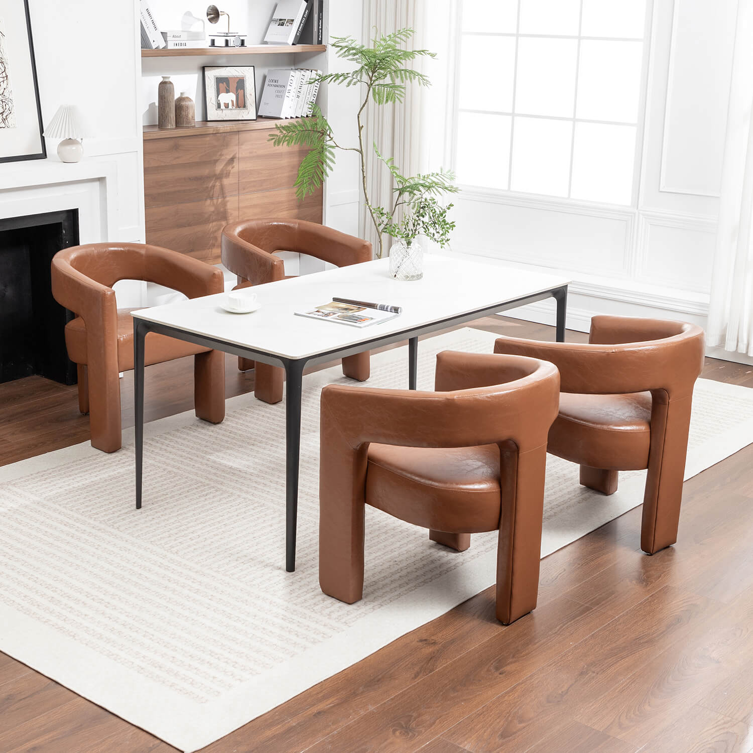 SEYNAR Modern Glam PU Leather Upholstered Dining Chair