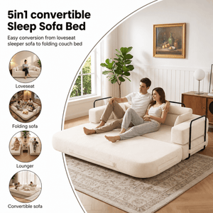 SEYNAR Corduroy Folding Sofa Bed, Memory Foam Compressed Sleeper Couch No Assembly