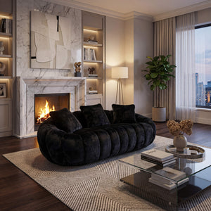 SEYNAR 75" Modern Loveseat Sofa with 3 Pillows, Cozy Faux Fur Double Couch for Living Room