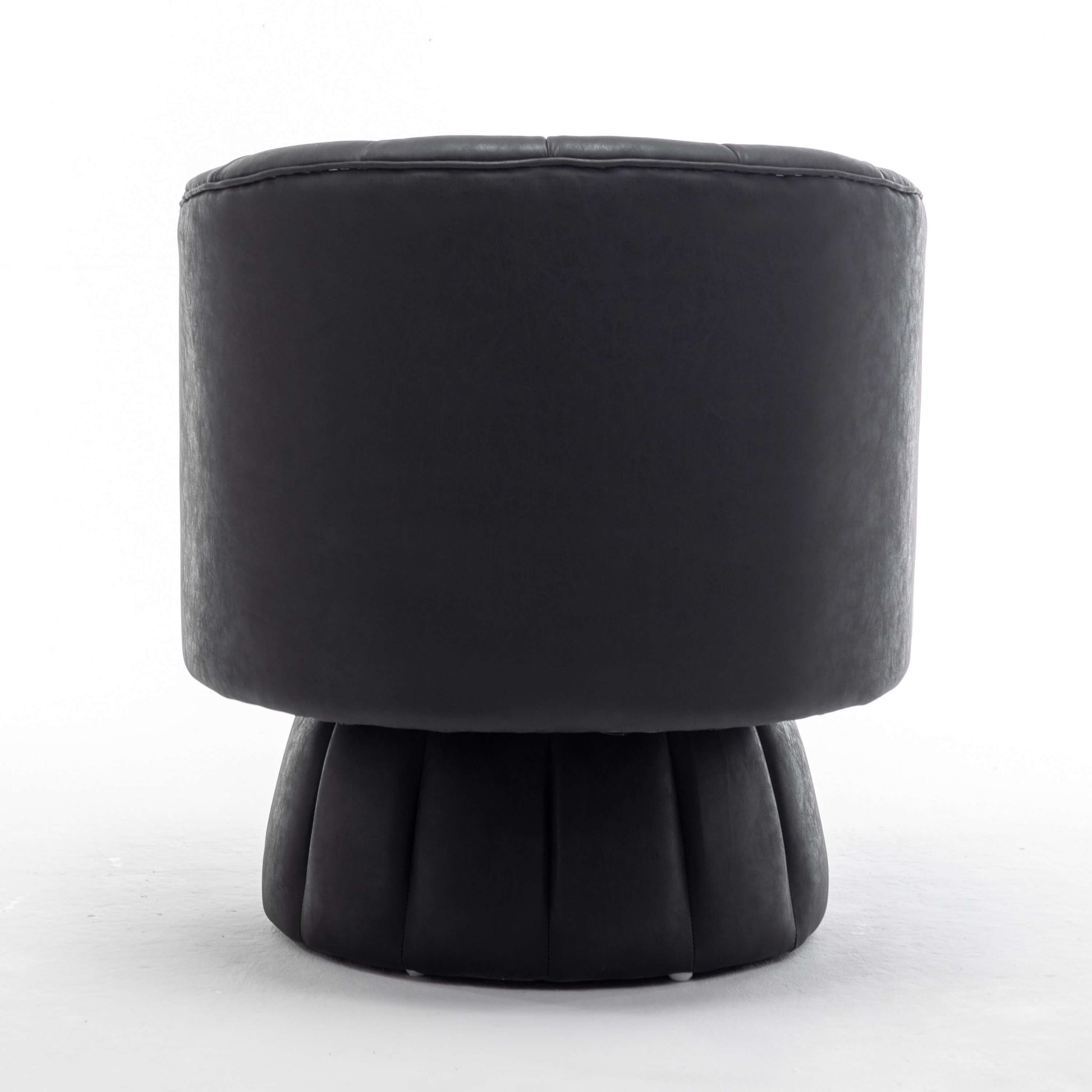 SEYNAR Mid-Century Swivel PU Leather Tufted Round Accent Barrel Chair