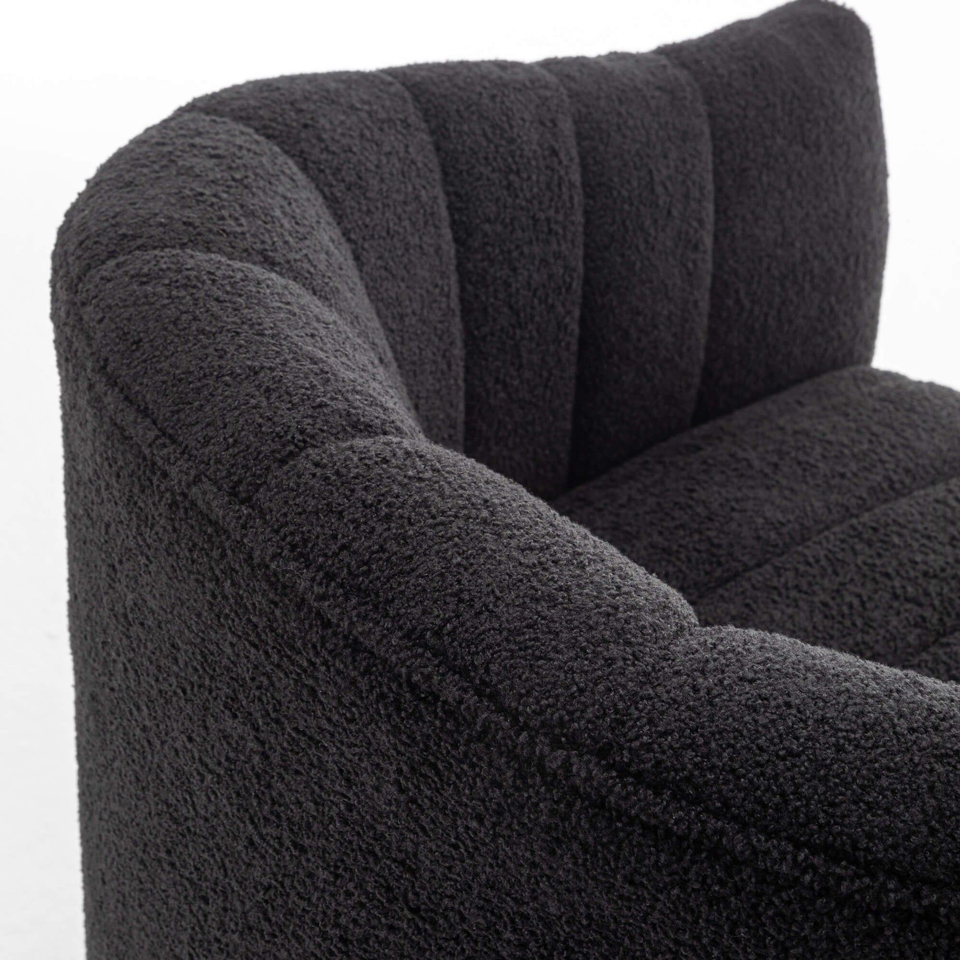 SEYNAR Modern Glam Teddy Fabric Upholstered Round Swivel Accent Barrel Chair(Single/Set of 2)