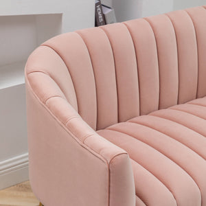 SEYNAR Modern Glam Comfy 50" Metal Legs Curved Sofa 2 Seaters Loveseat with Tufted Back