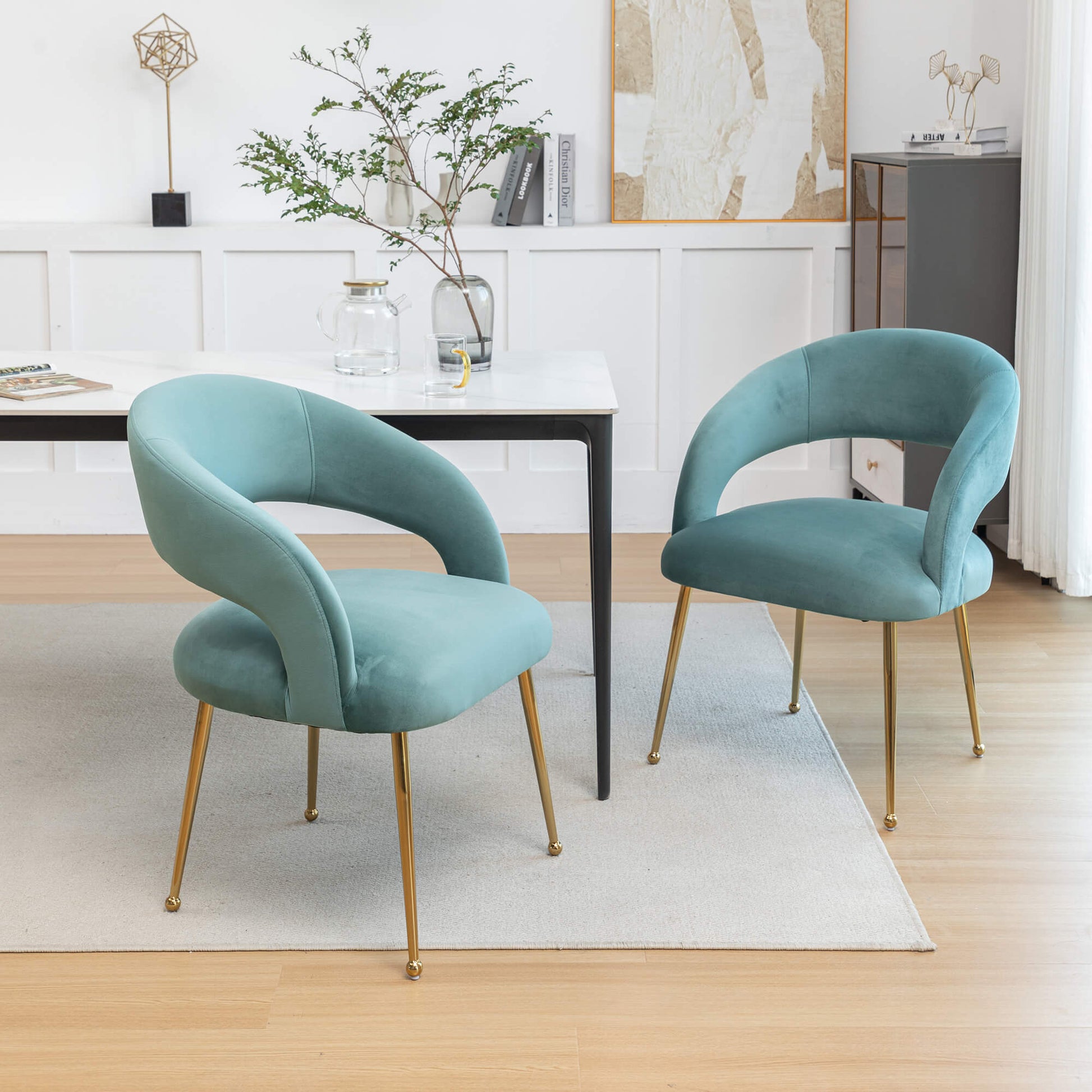 SEYNAR Mid Century Modern Velvet Upolstered Open-Back Dining Chair Set of 2/4/6