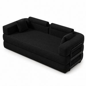 SEYNAR Corduroy Folding Sofa Bed, Memory Foam Compressed Sleeper Couch No Assembly