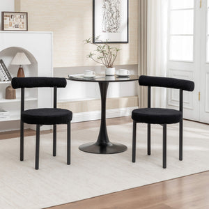 SEYNAR Modern Teddy Fabric Dining Chairs Set of 2/4/6, Minimalist Boucle Chairs