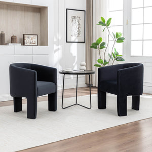 SEYNAR Modern Velvet Accent Chair, Upholstered Barrel Chair with Unique Solid Base for Living Room Soft Club Chair(Single/Set of 2/4/6)