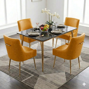 SEYNAR Modern Glam PU Leather Dining Chair or Vanity Chair Set of 2/4/6 with Rear Handle