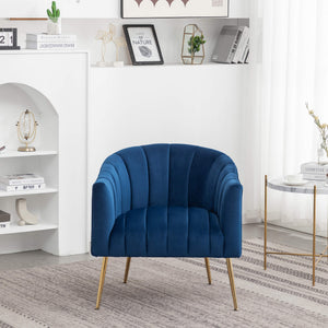SEYNAR Modern Velvet Accent Chair,Round Upholstered Barrel Chair for Living Room