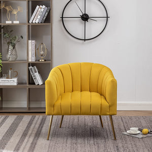 SEYNAR Modern Velvet Accent Chair,Round Upholstered Barrel Chair for Living Room