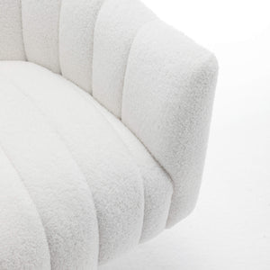 SEYNAR Modern Glam Teddy Fabric Upholstered Round Swivel Accent Barrel Chair(Single/Set of 2)