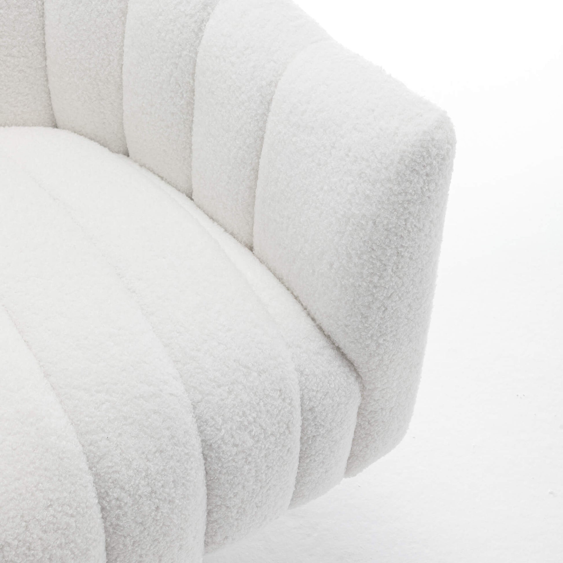 SEYNAR Modern Glam Teddy Fabric Upholstered Round Swivel Accent Barrel Chair(Single/Set of 2)