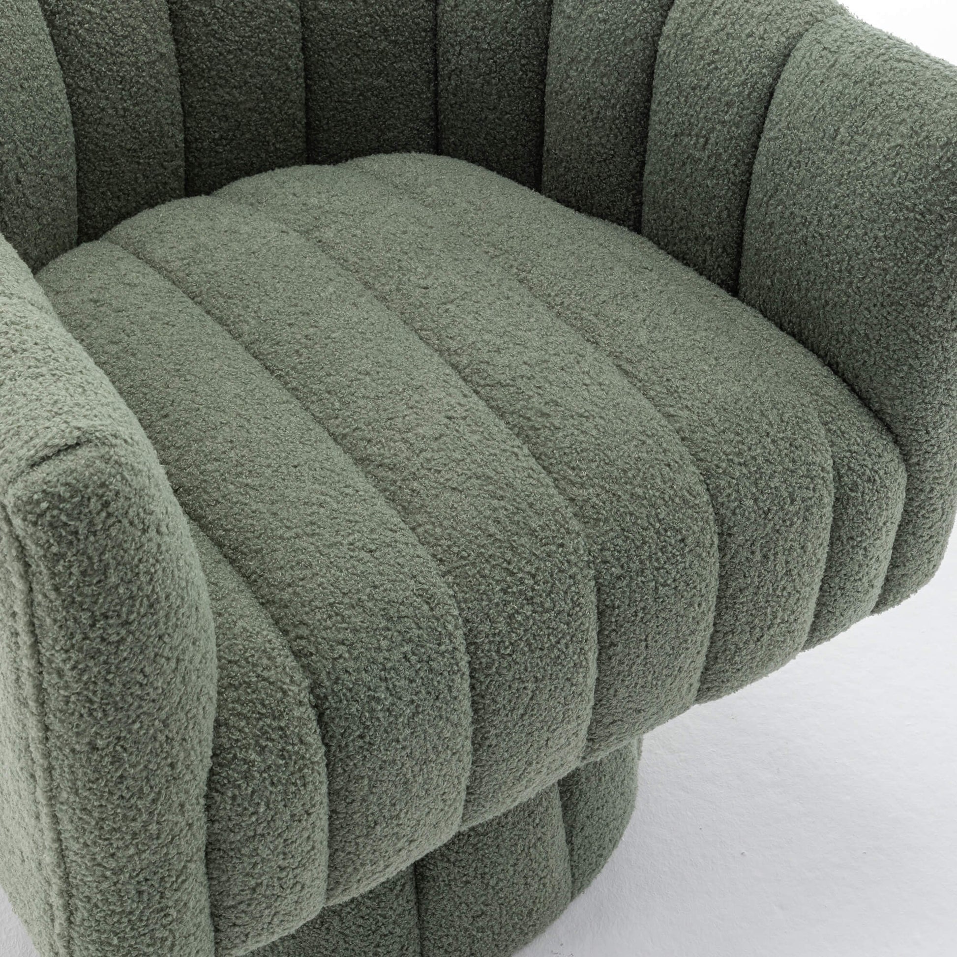 SEYNAR Modern Glam Teddy Fabric Upholstered Round Swivel Accent Barrel Chair(Single/Set of 2)
