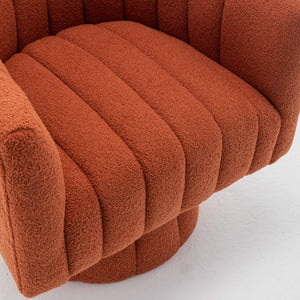 SEYNAR Modern Glam Teddy Fabric Upholstered Round Swivel Accent Barrel Chair(Single/Set of 2)