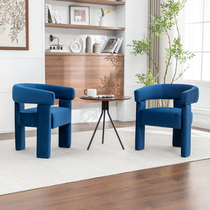 SEYNAR Modern Velvet Accent Chair, Upholstered Barrel Armchair with Curved Back and Thickened Padded Seat,Single chair or Set of 2/4/6