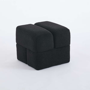 SEYNAR Modern 16.5''Faux Sherpa Square  Cube Otttoman