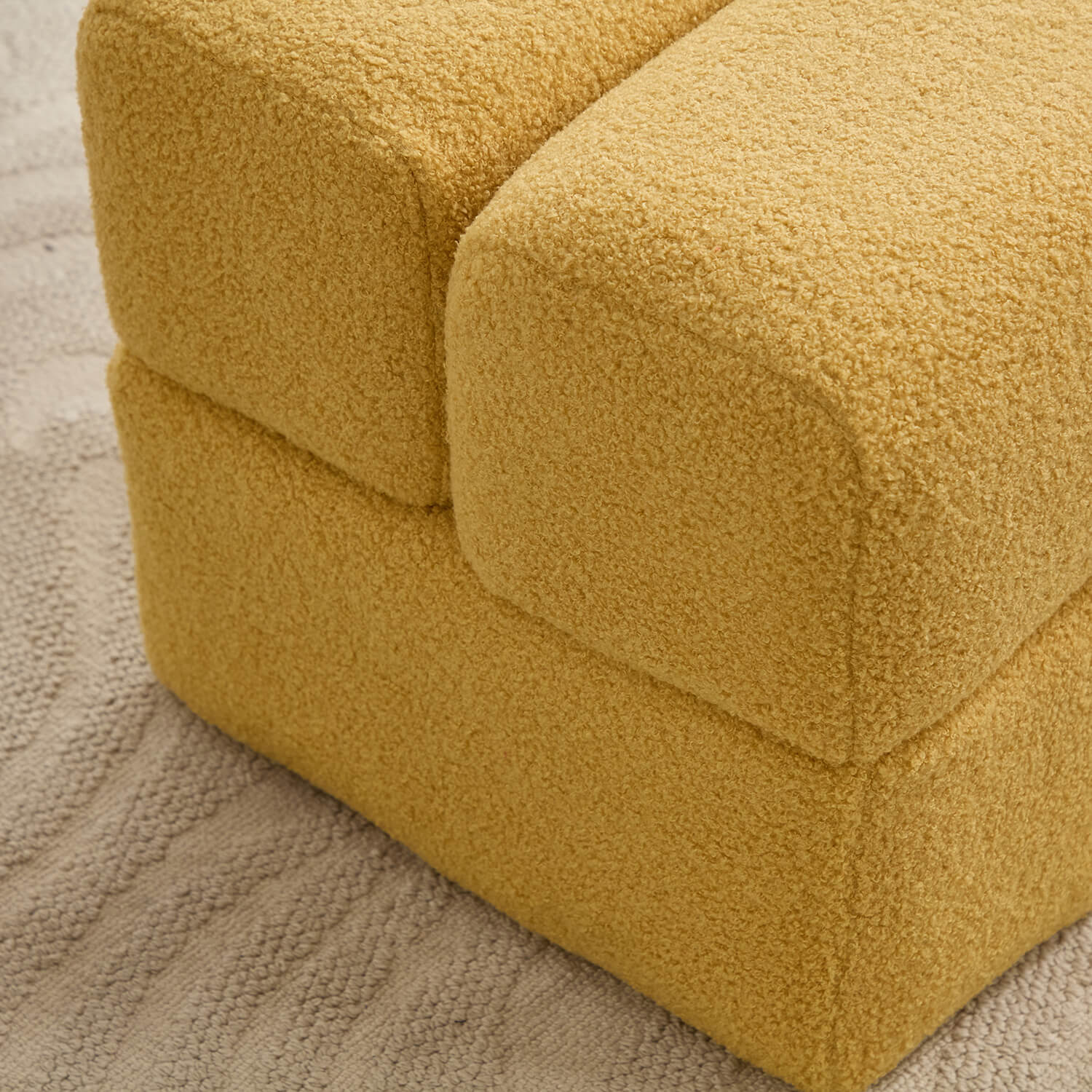 SEYNAR Modern 16.5''Faux Sherpa Square  Cube Otttoman