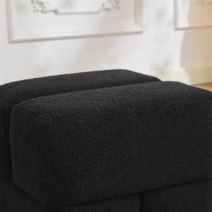 SEYNAR Modern 16.5''Faux Sherpa Square  Cube Otttoman