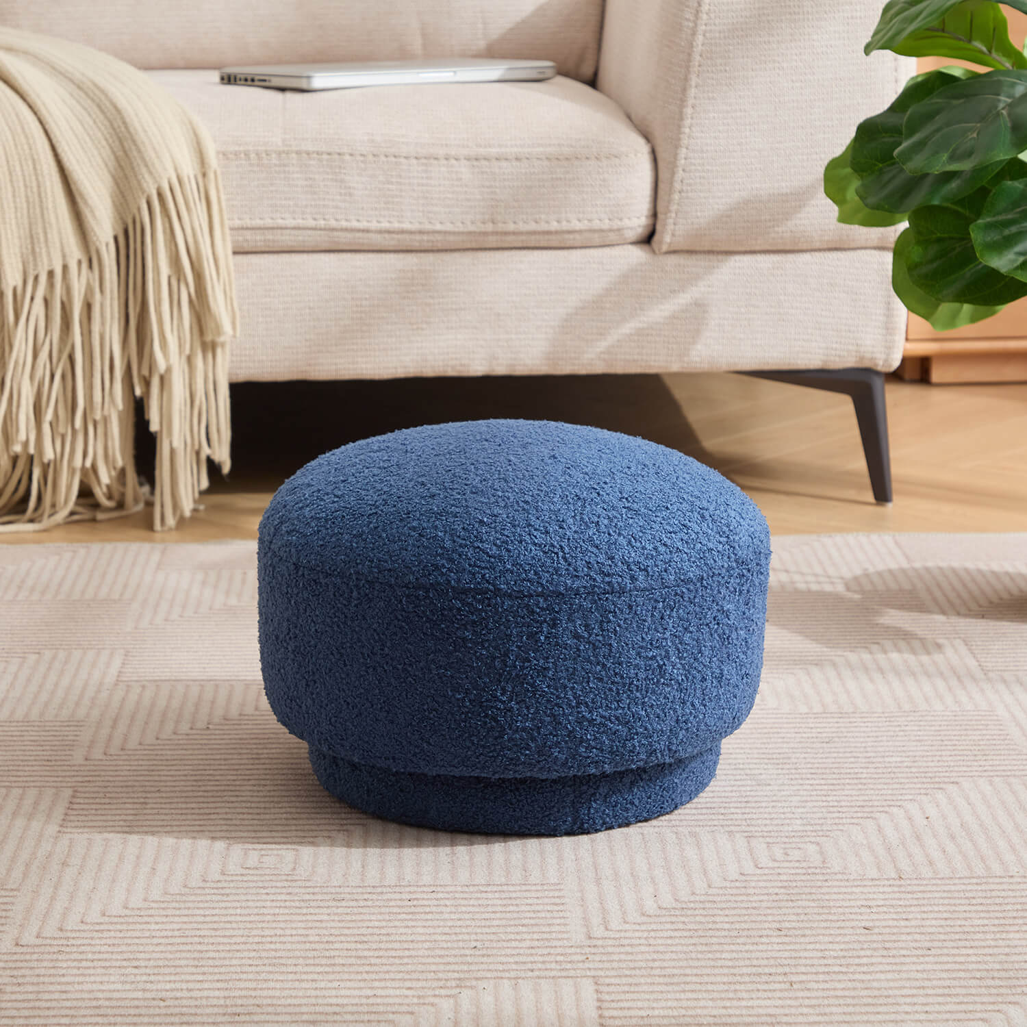 SEYNAR Modern Teddy Upholstered Mushroom Shape Ottoman