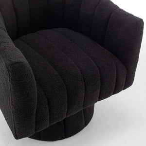 SEYNAR Modern Glam Teddy Fabric Upholstered Round Swivel Accent Barrel Chair(Single/Set of 2)