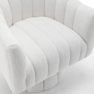 SEYNAR Modern Glam Teddy Fabric Upholstered Round Swivel Accent Barrel Chair(Single/Set of 2)