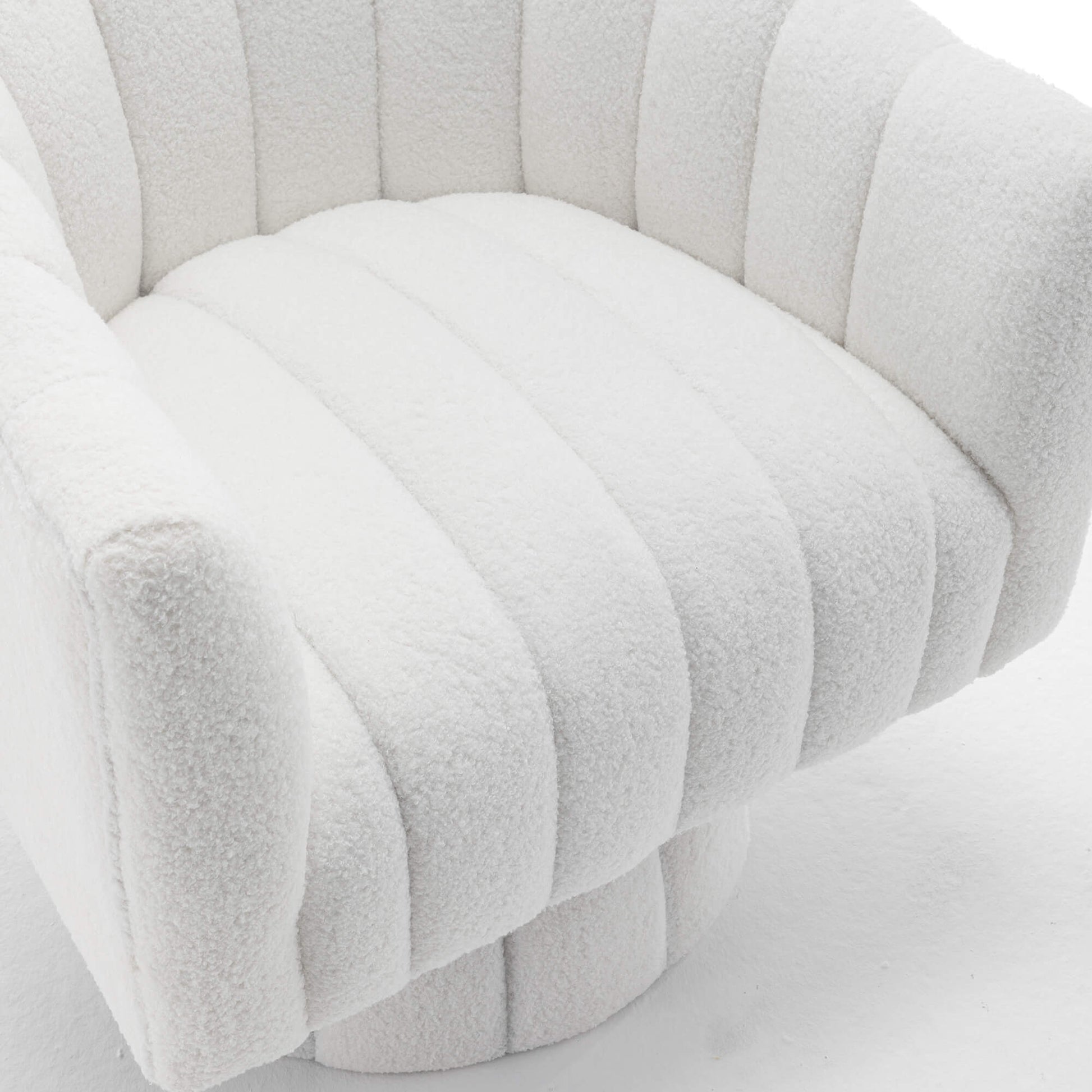 SEYNAR Modern Glam Teddy Fabric Upholstered Round Swivel Accent Barrel Chair(Single/Set of 2)