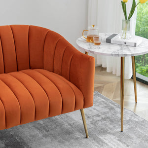 SEYNAR Modern Glam Comfy 50" Metal Legs Curved Sofa 2 Seaters Loveseat with Tufted Back