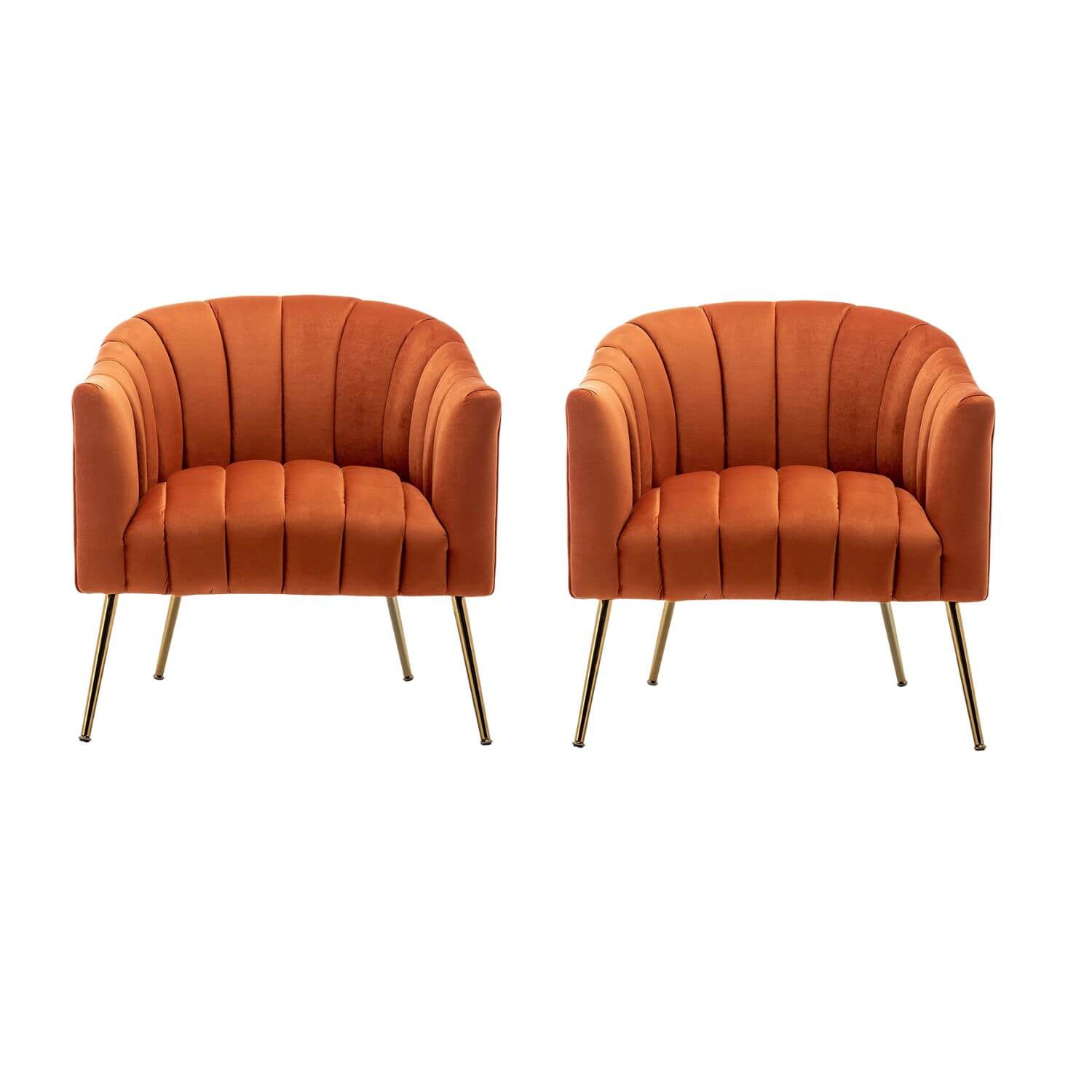 SEYNAR Modern Velvet Accent Chair,Round Upholstered Barrel Chair for Living Room