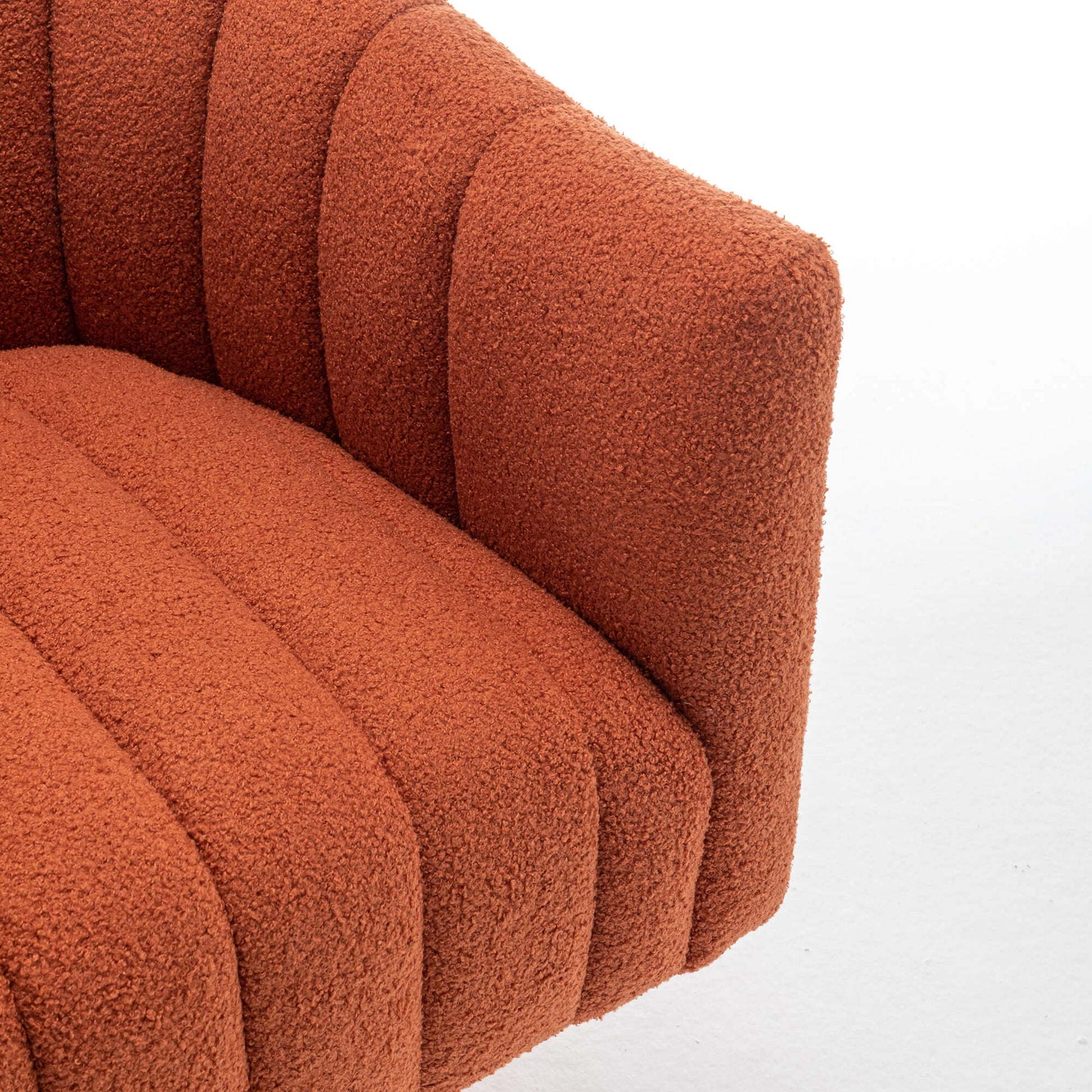 SEYNAR Modern Glam Teddy Fabric Upholstered Round Swivel Accent Barrel Chair(Single/Set of 2)