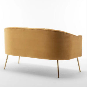 SEYNAR Modern Glam Comfy 50" Metal Legs Curved Sofa 2 Seaters Loveseat with Tufted Back