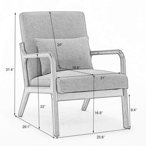 SEYNAR Mid-Century PU Leather Accent Chair with Lumbar Pillow(Single/Set of 2)