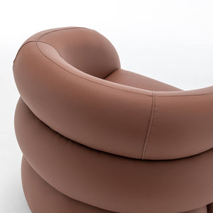 SEYNAR Modern Glam PU Leather 360 Degree Swivel Accent Armchair with Metal Base