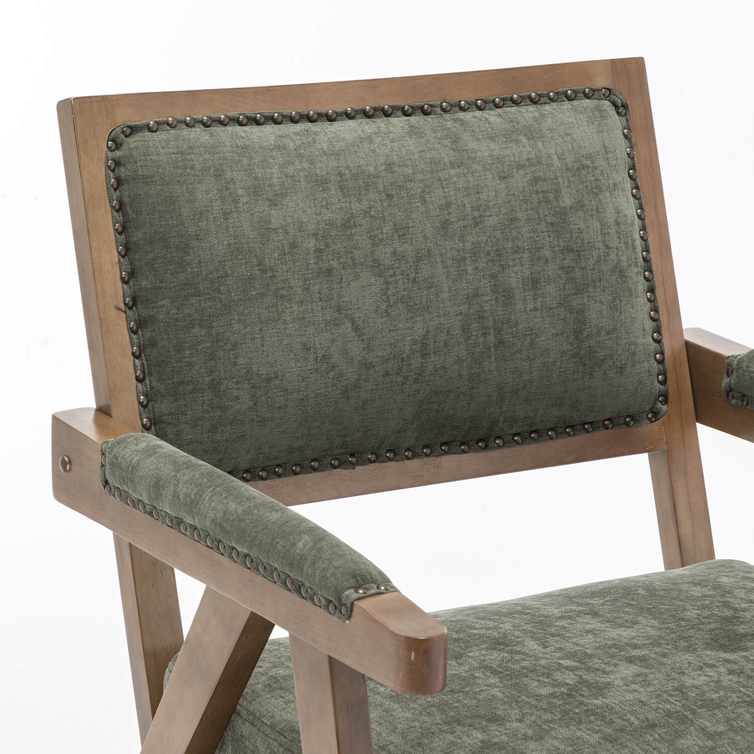 SEYNAR Rustic Mid-Century Chenille Accent Chair with Nailhead Trim and Wood Frame(Single/Set of 2)