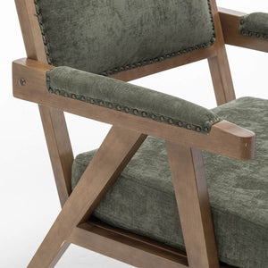 SEYNAR Rustic Mid-Century Chenille Accent Chair with Nailhead Trim and Wood Frame(Single/Set of 2)