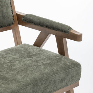 SEYNAR Rustic Mid-Century Chenille Accent Chair with Nailhead Trim and Wood Frame(Single/Set of 2)