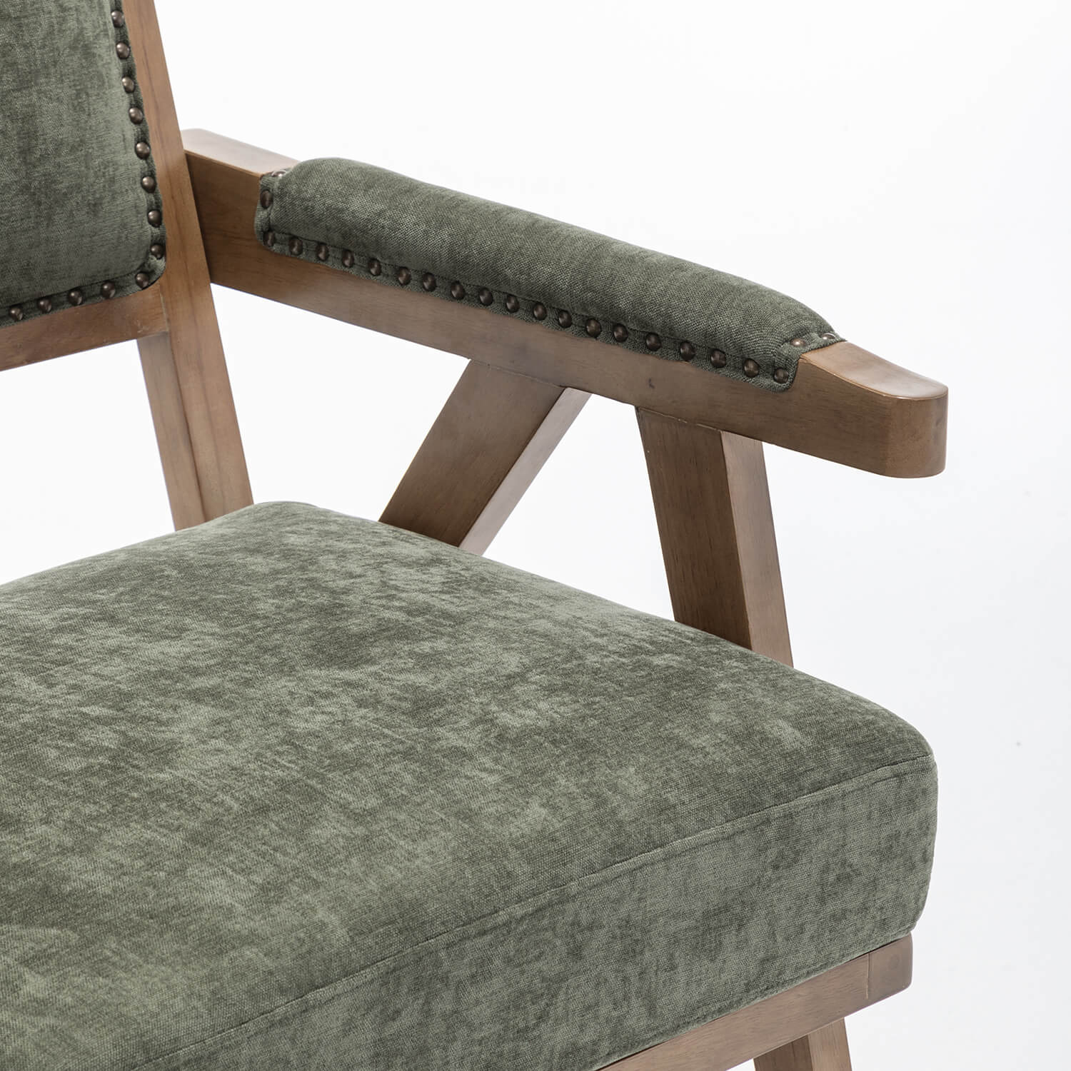 SEYNAR Rustic Mid-Century Chenille Accent Chair with Nailhead Trim and Wood Frame(Single/Set of 2)