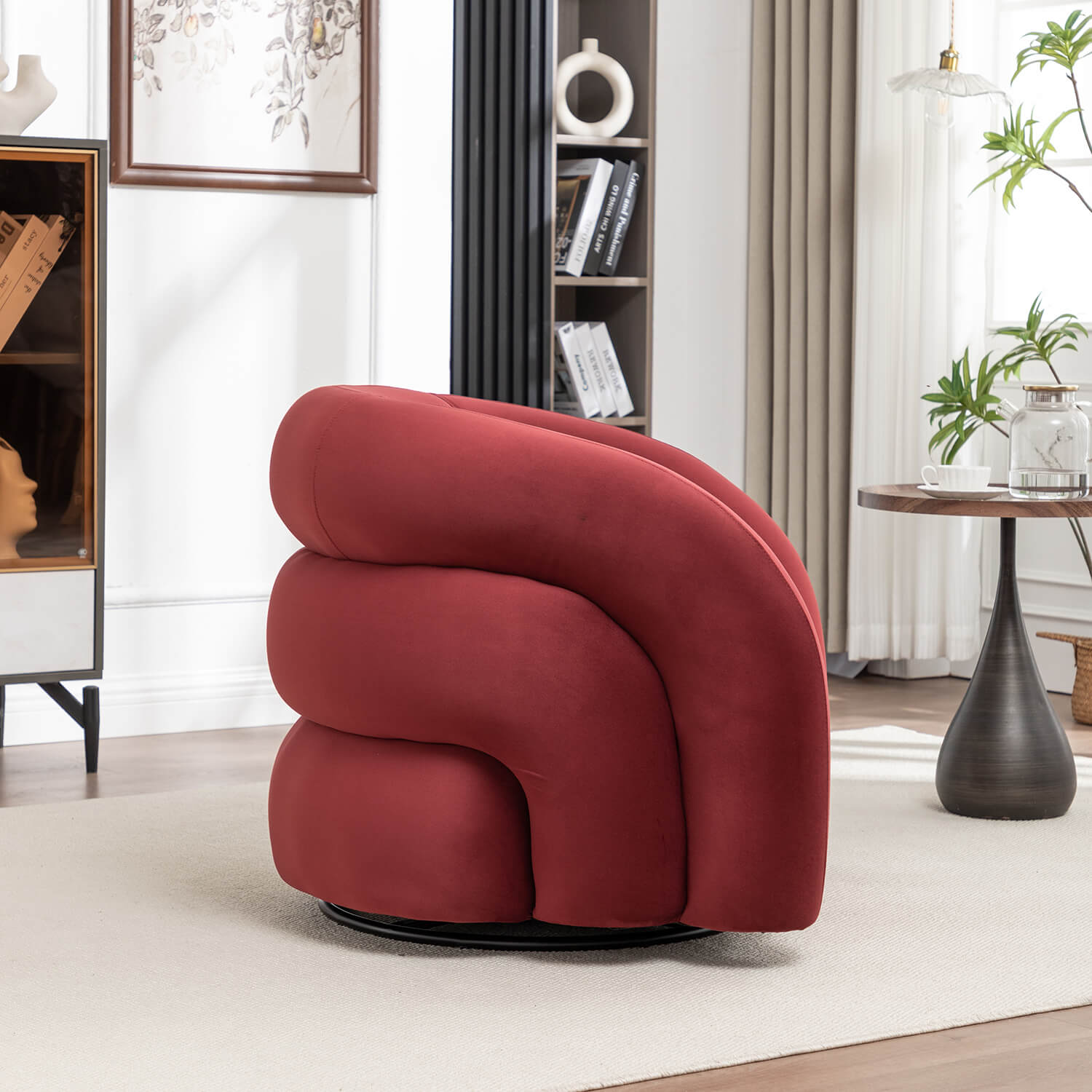 SEYNAR Modern Glam Velvet 360 Degree Swivel Accent Armchair with Tufted Back