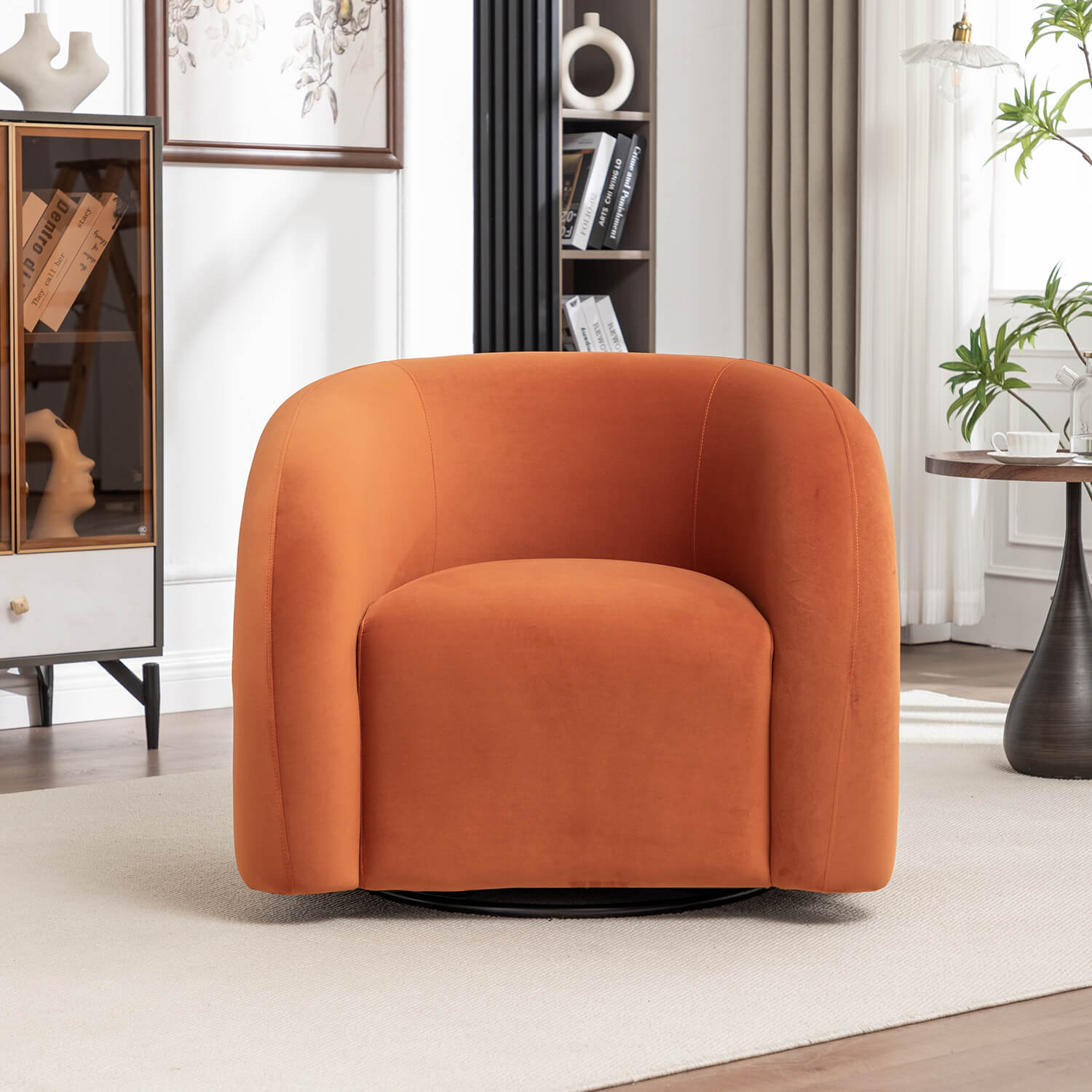 SEYNAR Modern Glam Velvet 360 Degree Swivel Accent Armchair with Tufted Back