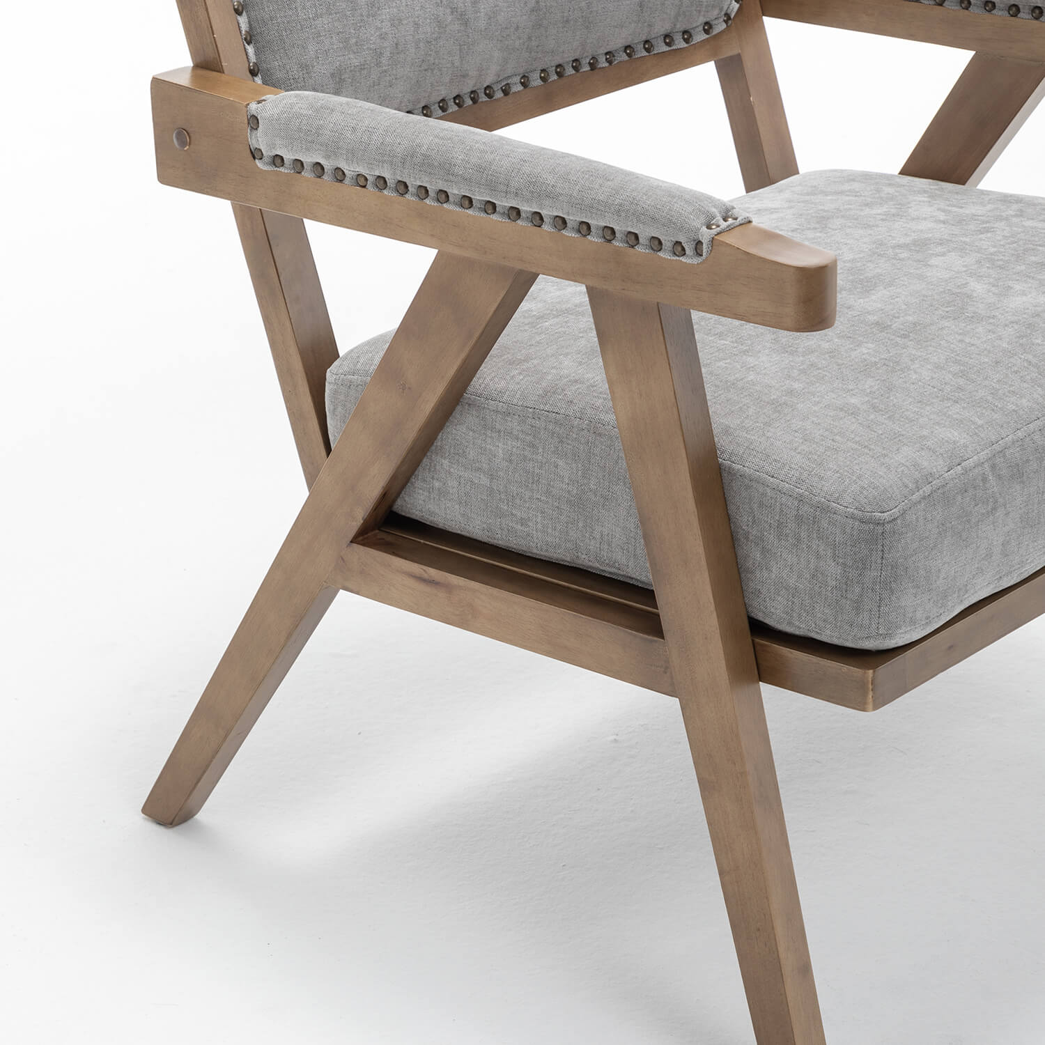 SEYNAR Rustic Mid-Century Chenille Accent Chair with Nailhead Trim and Wood Frame(Single/Set of 2)